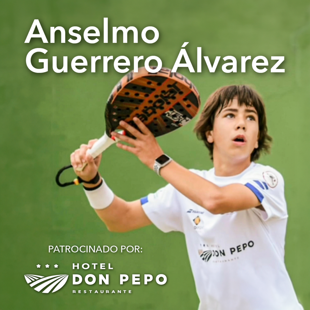 Anselmo Guerrero Álvarez, seleccionado por España para el Campeonato de Europa de Pádel en Budapest, patrocinado por el Hotel Don Pepo. Orgullosos de apoyar a este joven talento en ascenso.